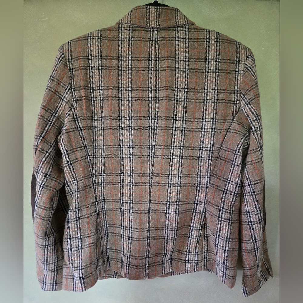 Brown and Black Wool Mix Plaid Blazer, Size 38 - Picture 9 of 9